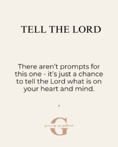 There aren't any prompts for this one - it's just a chance to tell the Lord what is on your heart and mind